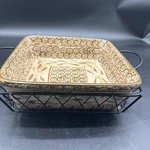 *temptations Old World Brown 2.5 Quart Baking Dish/stand/trivet 9.5 X. Fixed Price $35.00.