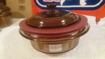 Corning Ware Visions V-30-B Amber Ribbed Casserole Dish 2 Tops Plastic V-30-PC. Fixed Price $99.99.