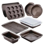 Bakeware Set Brown Steel Non-stick Dishwasher/oven Safe Raised Circles 10-PIECE. Fixed Price $149.49.