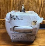 New Crofton Small White Pumpkin Fall Casserole Dish .8 Qt Oven Safe. Fixed Price $10.36.