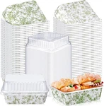100 Sets Green Floral Mini Loaf Pans With Lids Bulk, 4 X 1.6. Fixed Price $52.49.