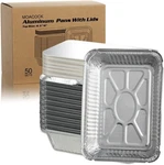 50 Pack Aluminum Pans With LIDS(8.5" 6"), 2.25LB Foil Board Silver. Fixed Price $32.68.