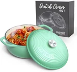 Enameled Cast Iron Dutch Oven, 6 Quarts, Light Green. Fixed Price $86.65.