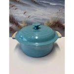 Creuset Caribbean Blue Stoneware Round Casserole Dish With Lid 2.5 Qaurt. Fixed Price $80.00.