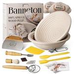 Bavify Sourdough Starter Kit, 9" Round 1KG Wood Pulp Inches, Natural. Fixed Price $47.82.