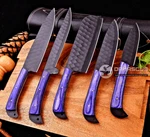 Custom Made Forged High Carbon Steel Kitchen Knives Chef Set 2651. Fixed Price $99.00.