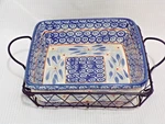 Temptations By Tara Old World Blue Casserole Dish Trivet Cooling Rack Lid 2.5 Qt. Fixed Price $30.00.