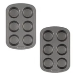 Goodcook Set Of 2 Everyday Nonstick Steel Muffin Pan 6-CUP Gray 04365. Fixed Price $36.56.