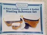 Temp-tations 8 Piece Combo, Ceramic & Basket Nesting Bakeware Set, Lids (new). Fixed Price $55.00.