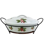 Temptations Holly Dish Ovenware Bakeware Christmas Mistletoe Covered Oval Server. Fixed Price $32.79.