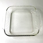 Vintage Pyrex 222 Ribbed Clear Glass 8 Baking Dish Square Ovenware. Fixed Price $19.95.