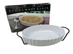 Stoneware Baker With Metal Rack 1.25 Qt Certified International White Oval. Fixed Price $14.95.