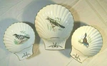 3 Louis Lourioux Shell Shaped Dishes With Birds On Branches (LOL4). Fixed Price $35.00.