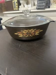 Wear-ever Glass Ovenware Silver Stone American Wheat Pattern Casserole 1.5 Qt. Fixed Price $10.00.