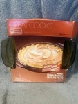 Anchor Hocking Amber 9" Deep Pie Plate With Handles Fluted New Nib. Fixed Price $15.00.