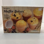 Hearthstone Set Of 6 Muffin Bakers Clay Glazed Flower Pots For Baking Serving. Fixed Price $28.50.