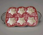 Temp-tations Red Floral Lace Star Cupcake Muffin Ceramic Pan With Metal Rack. Fixed Price $35.00.