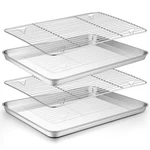 Teamfar Baking Sheet With Rack Set (2 Pans + 16'' 12'' X1'', Silver. Fixed Price $37.35.