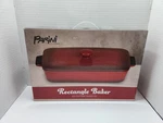 New Parini Cookware Red Oval Baker Nonstick Ceramic Bakeware Casserole Dish Wlid. Fixed Price $29.99.