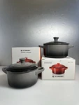 Le Creuset Stoneware Mini Round Cocotte, 14 Oz., Flint Oyster Gray Retail Nib. Fixed Price $54.99.