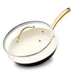 Nutrichef 12'' Large Fry Pan W/ Lid- Non-stick Silicone Handle NCHGLDX12. Fixed Price $41.99.