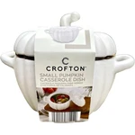 Crofton White Pumpkin Ceramic Casserole Dish Lid Handle Soup Stew Tureen .8 Qt. Fixed Price $24.00.