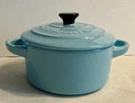 Le Creuset Mini Cocotte Sky Blue. Fixed Price $29.99.