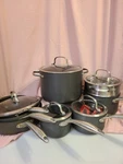 Gourmet Cookware Set Pans W/glass Lids 13 Pc Non-stick Inside And Out Vg Cond. Fixed Price $129.99.