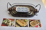 Temp-tations By Tara Floral Lace Blue Set Of 4 Baking Platter Server Wire Stand. Fixed Price $59.00.
