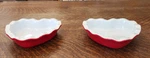 2 Emile Henry Baking Dishes France Red Ruffled Heart Tart Pie Flan 61-49 Vg. Fixed Price $24.95.