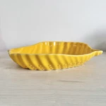 Appolia France Pottery Seashell Shape Bowl Yellow #0309320 Vtg 12X9. Fixed Price $31.50.