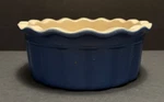 Emile Henry French Blue Baking Souffle Dish 61-68 Fluted Ruffled Round 8.5X3.5". Fixed Price $30.00.