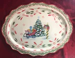 Temptations Old World Oval Holiday Christmas Tree Sleigh Platter W/ Gift Box. Fixed Price $34.99.