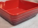 Le Creuset Tapas Square Serving Bowl Condiment Dish Cerise Red 5" Seconds Nwt. Fixed Price $24.50.