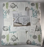 Sun And Sea King 3 Pc Quilt Set Coastal Nautical Coral Starfish 2 Shams. Fixed Price $55.21.