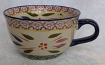 Temptations Old World Blue Large Soup Bowl Mug Mauve & Green Trim 24 Oz. Fixed Price $12.00.