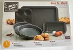 Gibson Home 5-PIECE Nonstick Steel Bakeware Set, Love-to-bake, New In Box. Fixed Price $10.99.