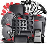 Baking Pan Set, 39 Piece Premium Nonstick Black,. Fixed Price $90.01.