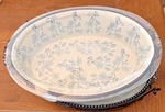 Temptations By Tara Floral Lace Blue Oval Baker, W/ Lid, Base,wire Rack 2.5 Qt.. Fixed Price $17.00.
