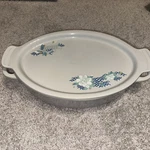 Rare Creuset Lotus Koi White Oval Casserole Dish W/platter Lid New. Fixed Price $169.99.