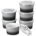 Vancasso 8 Oz Ramekins With Lid, Porcelain Creme Brulee Souffle Dishes, Grey .... Fixed Price $42.27.