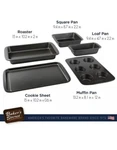 Baker's Secret 5-PIECE Bakeware Set Easy Store Non-stick Roaster, Muffin, More. Fixed Price $29.99.