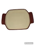Pampered Chef 1388 Stone Large Shallow Baker Cranberry Rectangle Handles Retired. Fixed Price $79.99.