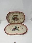Temp-tations By Tara Old World Christmas Scene Serving Tray, 3QT Bowl, Lid New. Fixed Price $39.94.