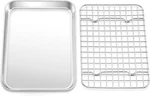 Teamfar Toaster Oven Pan With Rack Set, 9 X 7 1 Stainless Steel Compact. Fixed Price $14.99.