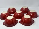 Set Of 7 Emile Henry France Cereal Soup Bowls 21.60 Cerise Red Modele Depose. Fixed Price $109.99.