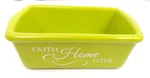 Abbey Press Ceramic Mini Loaf Pan Faith Home Love Religious Lime Green 6". Fixed Price $8.00.