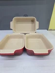 3 Le Creuset Heritage Stoneware Rectangular Baking Dishes 7IN. Fixed Price $26.00.
