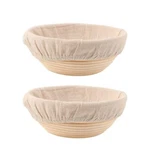 Bread Proofing Baskets Set 2 8.5 Inch Round Dough Bowls W/liners Per. Fixed Price $35.53.
