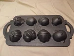 John Wright Fruit Vegetable Design Cast Iron Metal Mold Cornbread Muffin Pan. Fixed Price $12.95.
